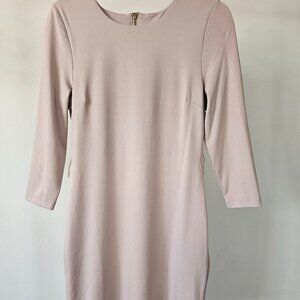 Timeless Quiet Lux Beige-Neutral Slim Dress w/Wide Mirror-Gold Belt